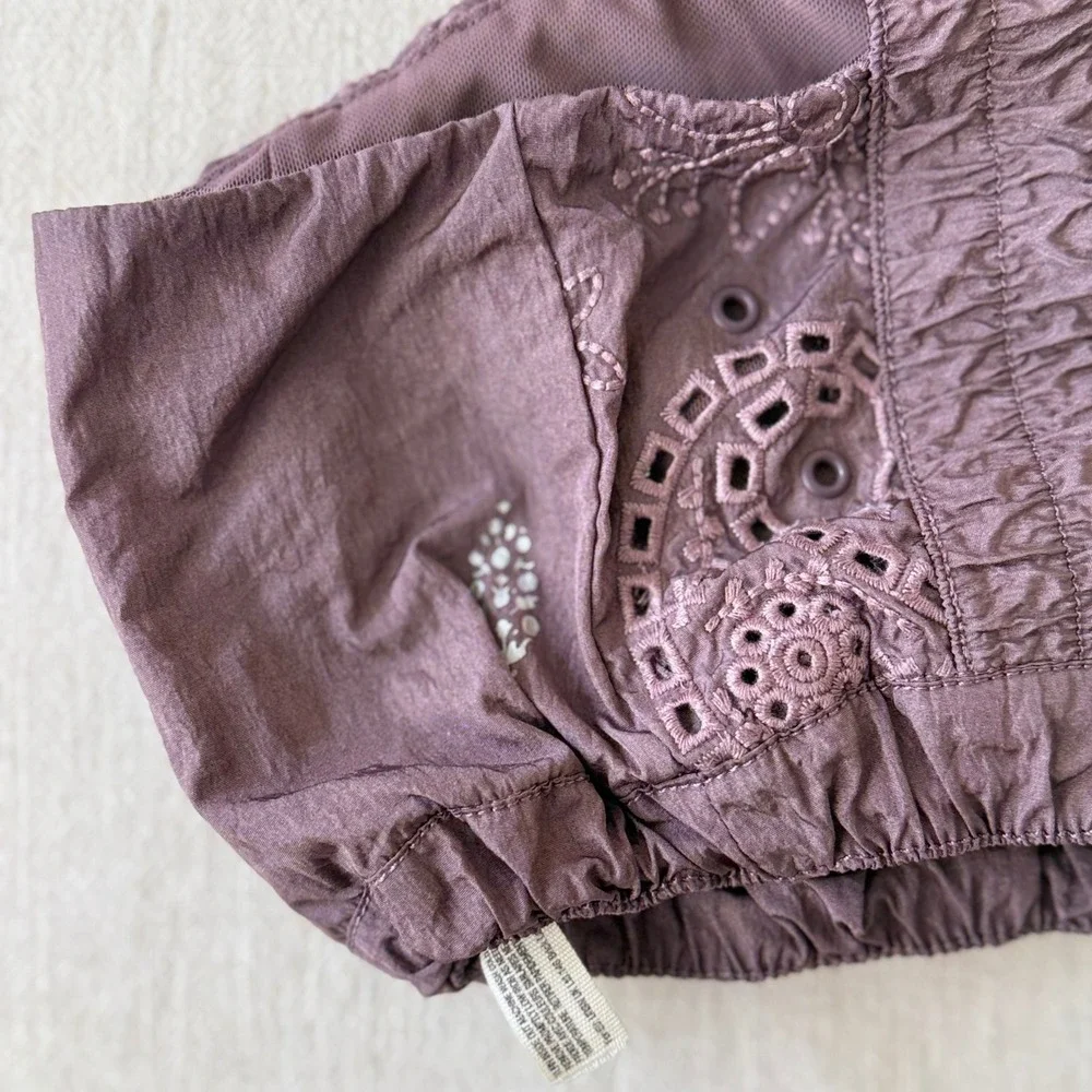 Free People Movement You Bet Eyelet Crop Top Mauve Medium Festival Gorpcore